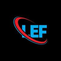 lef logotyp. lef brev. lef bokstav logo design. initialer vänster logotyp länkad med cirkel och versaler monogram logotyp. lef typografi för teknik, företag och fastighetsmärke. vektor