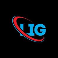 lig-Logo. lig Brief. lig-Buchstaben-Logo-Design. Initialen-Lig-Logo, verbunden mit Kreis und Monogramm-Logo in Großbuchstaben. lig typografie für technologie-, geschäfts- und immobilienmarke. vektor