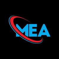 Me-Logo. Mein Brief. mea-Buchstaben-Logo-Design. Initialen Mea-Logo verbunden mit Kreis und Monogramm-Logo in Großbuchstaben. mea-typografie für technologie-, geschäfts- und immobilienmarke. vektor