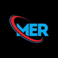 Mer-Logo. mer Brief. Logo-Design mit Mer-Buchstaben. Initialen-Mer-Logo, verbunden mit Kreis und Monogramm-Logo in Großbuchstaben. mer typografie für technologie-, geschäfts- und immobilienmarke. vektor