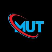 mut logotyp. mut brev. mut brev logotyp design. initialer mut logotyp länkad med cirkel och versaler monogram logotyp. mut typografi för teknik, affärs- och fastighetsmärke. vektor