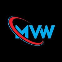 mvw-Logo. mw brief. mvw-Brief-Logo-Design. Initialen mvw-Logo verbunden mit Kreis und Monogramm-Logo in Großbuchstaben. mvw Typografie für Technologie-, Business- und Immobilienmarke. vektor