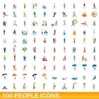 100 Personen Icons Set, Cartoon-Stil vektor