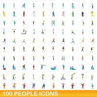 100 Personen Icons Set, Cartoon-Stil vektor