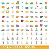 100 universelle Symbole im Cartoon-Stil vektor