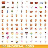 100 universelle Symbole im Cartoon-Stil vektor