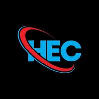 hec-Logo. he Brief. hec-Buchstaben-Logo-Design. Initialen hec-Logo verbunden mit Kreis und Monogramm-Logo in Großbuchstaben. hec typografie für technologie, business und immobilienmarke. vektor