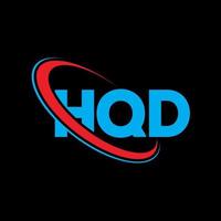 hqd-Logo. HD-Brief. hqd-Buchstaben-Logo-Design. hqd-logo der initialen verbunden mit kreis und monogrammlogo in großbuchstaben. hqd-typografie für technologie-, geschäfts- und immobilienmarke. vektor