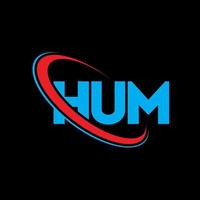 hum-Logo. brumm brief. summen brief logo design. Initialen-Summen-Logo verbunden mit Kreis und Monogramm-Logo in Großbuchstaben. hum typografie für technologie, business und immobilienmarke. vektor