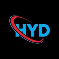 Hyd-Logo. Hyd-Brief. Hyd-Brief-Logo-Design. Initialen-Hyd-Logo, verbunden mit einem Kreis und einem Monogramm-Logo in Großbuchstaben. hyd typografie für technologie-, geschäfts- und immobilienmarke. vektor