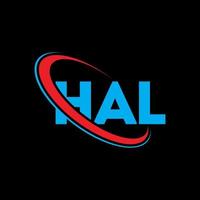 Hal-Logo. halber Brief. hal-Buchstaben-Logo-Design. Initialen Hal-Logo, verbunden mit Kreis und Monogramm-Logo in Großbuchstaben. hal typografie für technologie-, geschäfts- und immobilienmarke. vektor