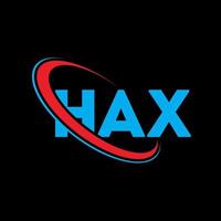 hax-Logo. hax brief. hax-Buchstaben-Logo-Design. Initialen-Hax-Logo, verbunden mit Kreis und Monogramm-Logo in Großbuchstaben. hax typografie für technologie-, geschäfts- und immobilienmarke. vektor