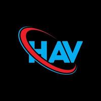 hav-Logo. hav brief. hav Brief Logo-Design. Initialen haben ein Logo, das mit einem Kreis und einem Monogramm-Logo in Großbuchstaben verbunden ist. hav-typografie für technologie-, geschäfts- und immobilienmarke. vektor