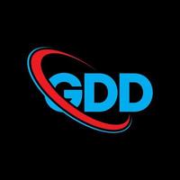 gdd-Logo. gd-Brief. gdd-Buchstaben-Logo-Design. Initialen gdd-Logo verbunden mit Kreis und Monogramm-Logo in Großbuchstaben. gdd-typografie für technologie-, geschäfts- und immobilienmarke. vektor