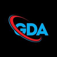 gda-Logo. gda brief. gda-Brief-Logo-Design. Initialen gda-Logo verbunden mit Kreis und Monogramm-Logo in Großbuchstaben. gda typografie für technologie-, geschäfts- und immobilienmarke. vektor