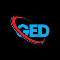 ged logotyp. ged brev. ged brev logotyp design. initialer ged logotyp länkad med cirkel och versaler monogram logotyp. ged typografi för teknik, affärs- och fastighetsvarumärke. vektor