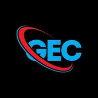 gec logotyp. gec brev. gec brev logotyp design. initialer gec logotyp länkad med cirkel och versaler monogram logotyp. gec typografi för teknik, företag och fastighetsmärke. vektor
