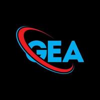 gea-Logo. gea brief. Logo-Design mit gea-Buchstaben. initialen gea-logo verbunden mit kreis und monogramm-logo in großbuchstaben. gea Typografie für Technologie-, Business- und Immobilienmarke. vektor