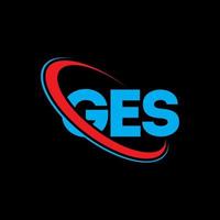 ges-Logo. ges Brief. ges-Brief-Logo-Design. Initialen ges-Logo verbunden mit Kreis und Monogramm-Logo in Großbuchstaben. ges-typografie für technologie-, geschäfts- und immobilienmarke. vektor