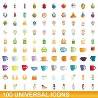 100 universelle Symbole im Cartoon-Stil vektor