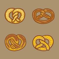 deutsches Brezel-Icon-Set, handgezeichneter Stil vektor