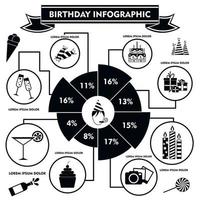 födelsedag infographic, enkel stil vektor