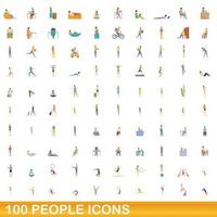 100 Personen Icons Set, Cartoon-Stil vektor