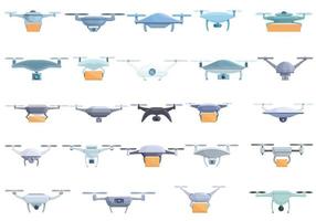 Drohnen-Technologie-Icons gesetzt, Cartoon-Stil vektor