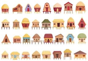 bungalow ikoner som tecknad vektor. afrikansk lägenhet vektor
