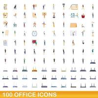 100 Bürosymbole im Cartoon-Stil vektor