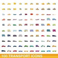 100 Transportsymbole im Cartoon-Stil vektor