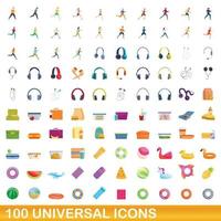 100 universelle Symbole im Cartoon-Stil vektor