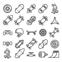 Skateboard-Icons gesetzt, Umrissstil vektor