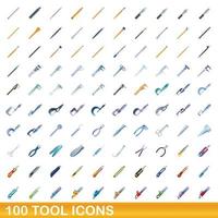 100 Werkzeugsymbole im Cartoon-Stil vektor