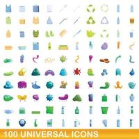 100 universelle Symbole im Cartoon-Stil vektor