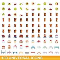 100 universelle Symbole im Cartoon-Stil vektor