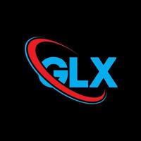 glx-Logo. glx-Brief. glx-Buchstaben-Logo-Design. glx-Logo mit Initialen, verbunden mit einem Kreis und einem Monogramm-Logo in Großbuchstaben. glx-typografie für technologie-, geschäfts- und immobilienmarke. vektor