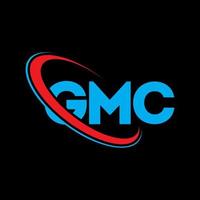 gmc logotyp. gmc brev. gmc brev logotyp design. initialer gmc logotyp länkad med cirkel och versaler monogram logotyp. gmc typografi för teknik, företag och fastighetsmärke. vektor