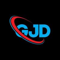 gjd-Logo. gjd-Brief. gjd-Buchstaben-Logo-Design. Initialen gjd-Logo verbunden mit Kreis und Monogramm-Logo in Großbuchstaben. gjd typografie für technologie-, business- und immobilienmarke. vektor