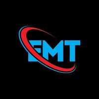 emt-Logo. Emt-Brief. emt-Buchstaben-Logo-Design. Initialen emt-Logo verbunden mit Kreis und Monogramm-Logo in Großbuchstaben. emt-typografie für technologie-, geschäfts- und immobilienmarke. vektor