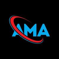 Ama-Logo. ein Brief. Logo-Design mit Ama-Buchstaben. Initialen-Ama-Logo, verbunden mit Kreis und Monogramm-Logo in Großbuchstaben. ama typografie für technologie-, geschäfts- und immobilienmarke. vektor