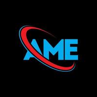 Ame-Logo. ein Brief. Ame-Buchstaben-Logo-Design. Initialen Ame-Logo, verbunden mit Kreis und Monogramm-Logo in Großbuchstaben. ame typografie für technologie-, geschäfts- und immobilienmarke. vektor