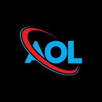 aol logotyp. aol brev. aol brev logotyp design. initialer aol logotyp länkad med cirkel och versaler monogram logotyp. aol typografi för teknik, affärs- och fastighetsmärke. vektor