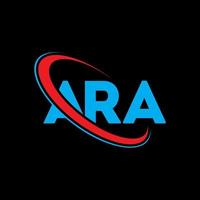 ara-Logo. ara Brief. ara-Buchstaben-Logo-Design. Initialen Ara-Logo verbunden mit Kreis und Monogramm-Logo in Großbuchstaben. ara Typografie für Technologie-, Business- und Immobilienmarke. vektor