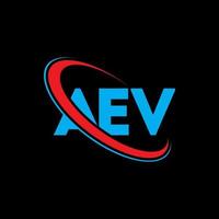 aev-Logo. aev brief. AEV-Brief-Logo-Design. Initialen AEV-Logo verbunden mit Kreis und Monogramm-Logo in Großbuchstaben. aev typografie für technologie, business und immobilienmarke. vektor