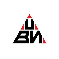 ubn-Dreieck-Buchstaben-Logo-Design mit Dreiecksform. Ubn-Dreieck-Logo-Design-Monogramm. Ubn-Dreieck-Vektor-Logo-Vorlage mit roter Farbe. ubn dreieckiges Logo einfaches, elegantes und luxuriöses Logo. vektor