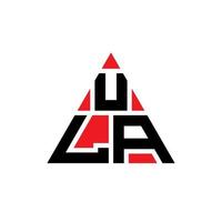 ula-Dreieck-Buchstaben-Logo-Design mit Dreiecksform. Ula-Dreieck-Logo-Design-Monogramm. Ula-Dreieck-Vektor-Logo-Vorlage mit roter Farbe. ula dreieckiges logo einfaches, elegantes und luxuriöses logo. vektor