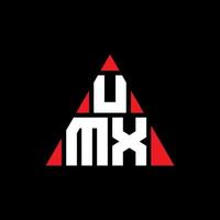 umx-Dreieck-Buchstaben-Logo-Design mit Dreiecksform. umx-Dreieck-Logo-Design-Monogramm. Umx-Dreieck-Vektor-Logo-Vorlage mit roter Farbe. umx dreieckiges Logo einfaches, elegantes und luxuriöses Logo. vektor