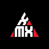 xmx triangel bokstavslogotypdesign med triangelform. xmx triangel logotyp design monogram. xmx triangel vektor logotyp mall med röd färg. xmx triangulär logotyp enkel, elegant och lyxig logotyp.