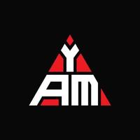 Yam-Dreieck-Buchstaben-Logo-Design mit Dreiecksform. Yam-Dreieck-Logo-Design-Monogramm. Yam-Dreieck-Vektor-Logo-Vorlage mit roter Farbe. Yam dreieckiges Logo einfaches, elegantes und luxuriöses Logo. vektor